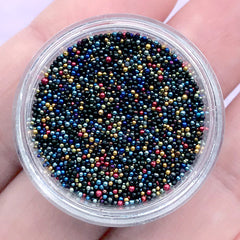 Colorful Micro Bead | Fake Toppings for Dollhouse Miniature Sweets DIY | Faux Sugar Pearl | Nail Art Supples (Blue Red Black Gold / 3g)