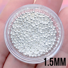 1.5mm Silver Micro Beads | High Quality Caviar Beads | Metallic Microbeads for Nail Deco | Dollhouse Dragee Sprinkles for Fake Mini Food Making (10g)