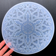 Big Mandala Flower Coaster Silicone Mold | Hollow Coaster Mould | DIY Resin Home Decoration (195mm)