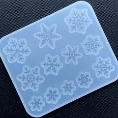 Snowflake Silicone Mold Assortment (12 Cavity) | Christmas Embellishment Making | Clear Mold for UV Resin Craft