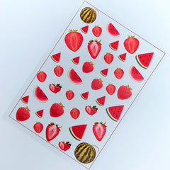 Strawberry Watermelon Clear Film Sheet | Fruit Embellishment for Resin Decoration | Epoxy Resin Inclusions | UV Resin Art Supplies