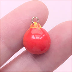 Miniature Pomegranate Charm | 3D Dollhouse Fruit Pendant | Cute Jewelry Supplies (1 Piece / 12mm x 16mm)