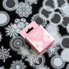 White Lace Doilies Sticker Flakes | Clear PVC Stickers | Embellishments for Resin Art | Scrapbooking Supplies (Set of 50 pcs)