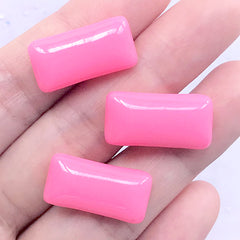 Kawaii Chewing Gum Cabochons in Actual Size | Fake Food Jewelry Making | Phone Case Decoration (3 pcs / Dark Pink / 11mm x 21mm)