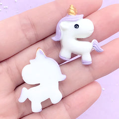 Kawaii Cabochons | Decoden Phone Case Making | Unicorn Embellishments | Slime Supplies (2 pcs / Purple / 26mm x 28mm)