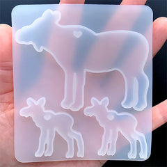 Reindeer Without Antlers Silicone Mold (3 Cavity) | Deer Family Mould | Mother and Child Jewelry DIY | Resin Craft Supplies