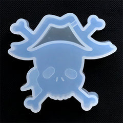 Pirate Skull Silicone Mold | Halloween Resin Shaker Charm DIY | Kawaii Goth Jewellery Making (59mm x 54mm)