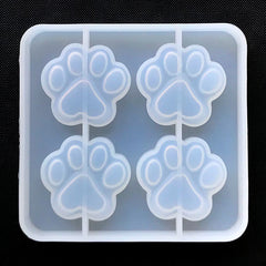 Cat Paw Silicone Mold (4 Cavity) | Dog Paw Mold | Animal Mold | Clear Mold for UV Resin | Decoden Cabochon DIY (36mm x 34mm)