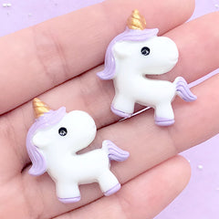 Kawaii Cabochons | Decoden Phone Case Making | Unicorn Embellishments | Slime Supplies (2 pcs / Purple / 26mm x 28mm)