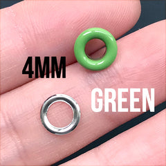 4mm Colored Eyelets | Painted Grommets for Leather Craft | DIY Supplies (10 sets / Green)
