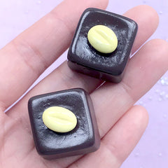 CLEARANCE Coffee Bean Chocolate Cabochon | Fake Food Jewelry DIY | Sweets Decoden | Kawaii Phone Case Deco (2 pcs / Dark Brown / 24mm x 20mm)