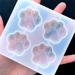 Cat Paw Silicone Mold (4 Cavity) | Dog Paw Mold | Animal Mold | Clear Mold for UV Resin | Decoden Cabochon DIY (36mm x 34mm)