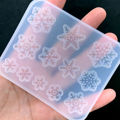 Snowflake Silicone Mold Assortment (12 Cavity) | Christmas Embellishment Making | Clear Mold for UV Resin Craft