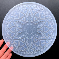 Big Mandala Flower Coaster Silicone Mold | Hollow Coaster Mould | DIY Resin Home Decoration (195mm)