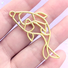 Koi Open Bezel | Nishikigoi Pendant | Carp Charm | Fish Deco Frame for UV Resin Filling | Kawaii Craft Supplies (1 piece / Gold / 23mm x 52mm)