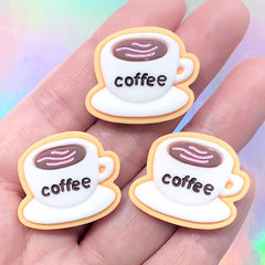 Kawaii Sugar Cookie Cabochons in Coffee Shape | Miniature Food | Dollhouse Sweet Jewellery DIY | Decoden Supplies (3 pcs / 25mm x 22mm)