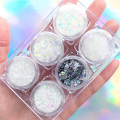 Iridescent Glitter | Holographic Mica Flakes | Aurora Borealis Confetti | Holo Nail Art | Resin Fillers | Resin Craft Supplies (Set of 6)