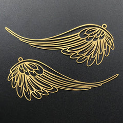 Angel Wings Metal Bookmark Charm | Deco Frame for UV Resin Filling | Magical Girl Jewelry DIY (2 pcs / 29mm x 78mm)