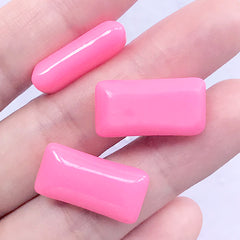 Kawaii Chewing Gum Cabochons in Actual Size | Fake Food Jewelry Making | Phone Case Decoration (3 pcs / Dark Pink / 11mm x 21mm)