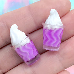 Miniature Ice Cream Sundae | 3D Dollhouse Parfait | Doll Food Supplies | Mini Food Jewellery DIY (2 pcs / Purple / 13mm x 24mm)