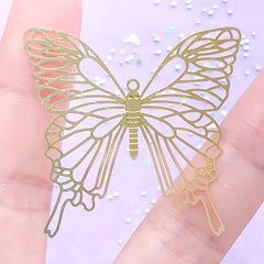 Large Butterfly Metal Bookmark Charm | Outlined Butterfly Deco Frame | Kawaii UV Resin Craft Supplies (1 piece / 41mm x 39mm)