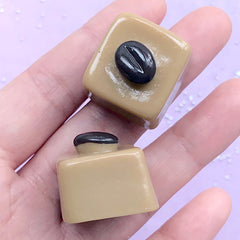 CLEARANCE Chocolate with Coffee Bean Cabochon | Fake Sweet Jewelry Making | Kawaii Phone Case Decoden (2 pcs / Light Brown / 24mm x 20mm)