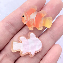 Clownfish Cabochons | Cartoon Fish Cabochon | Anemonefish Decoden Cabochon | Kawaii Toddler Hair Jewelry DIY (3 pcs / 27mm x 21mm)