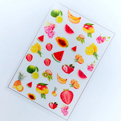 Assorted Fruit Clear Film Sheet for Resin Crafts | Banana Kiwi Mango Lime Dragon Fruit Pitaya Lemon Watermelon Strawberry Grape Pineapple Embellishments