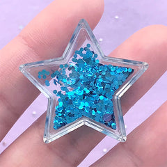 DEFECT Star Shaker Charm | Kawaii Resin Cabochon with Liquid Shaker Oil | Phone Case Decoden Supplies (1 piece / Blue / 34mm x 33mm)