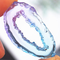 Agate Crystal Silicone Mold | Faux Crystal Slice Making | UV Resin Art Supplies | Epoxy Resin Jewelry DIY (20mm x 36mm)