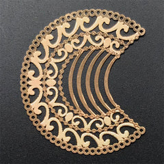 Ornate Embellishment in Moon Shape | Decorative Metal Accent Pieces | Resin Jewellery DIY (1 piece / 44mm x 50mm)