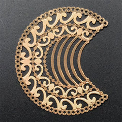 Ornate Embellishment in Moon Shape | Decorative Metal Accent Pieces | Resin Jewellery DIY (1 piece / 44mm x 50mm)