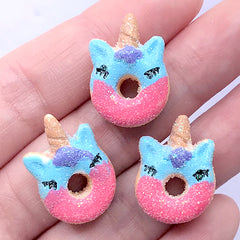Miniature Unicorn Doughnut Cabochons | Dollhouse Donut | Faux Sweets | Decoden Phone Case DIY (3 pcs / Blue Pink / 16mm x 21mm)