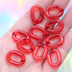 Acrylic Chain Links in Oval Shape | Chunky Open Links | Plastic Jewelry Supplies | Colourful Handbag Chain DIY (10 pcs / Transparent Red / 14mm x 20mm)