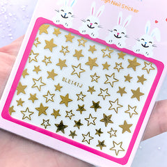 Kawaii Gold Star Sticker | Nail Decoration Stickers | Embellishment for Resin Art