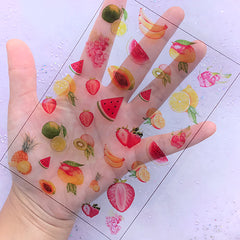 Assorted Fruit Clear Film Sheet for Resin Crafts | Banana Kiwi Mango Lime Dragon Fruit Pitaya Lemon Watermelon Strawberry Grape Pineapple Embellishments