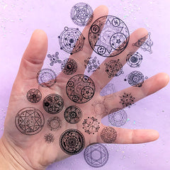 Magic Circle Clear Film Sheet in Black Color | Mahou Kei Embellishment for Resin Art | Magical Girl Jewelry Making