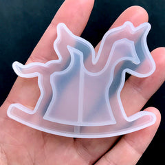 Rocking Horse Resin Shaker Cabochon Silicone Mold | Kawaii Shaker Charm DIY | Soft Clear Mold for UV Resin Craft (65mm x 50mm)