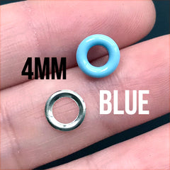 Colored Eyelets in 4mm for DIY Leather Crafts | Painted Grommets and Washers (10 sets / Blue)