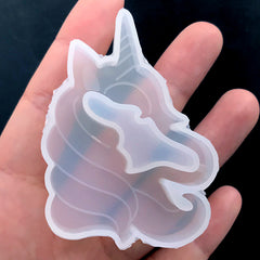 Unicorn Shaker Silicone Mold | Kawaii Cabochon Mold | Magical Girl Jewelry Making | UV Resin Craft Supplies (48mm x 64mm)