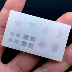 Small Star Heart Leaf Moon Cube Rhinestone Silicone Mold Assortment (14 Cavity) | Cute Mini Soft Mould | UV Resin Jewelry Supplies