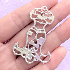 Princess Dress Open Bezel Charm | Kawaii Deco Frame | UV Resin Jewellery Supplies (1 piece / Silver / 33mm x 50mm)