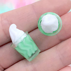 Dollhouse Ice Cream Sundae | 3D Miniature Parfait | Doll Food Craft | Fake Sweets Deco (2 pcs / Green / 13mm x 24mm)