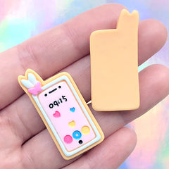 Cell Phone Sugar Cookie Cabochon | Kawaii Sweet Deco | Decoden Phone Case DIY | Fake Mini Food Supplies (3 pcs / 18mm x 36mm)
