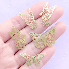 Assorted Butterfly Metal Bookmark Charm | Hollow Insect Deco Frame for UV Resin Filling | Kawaii Jewelry Making (5 pcs)