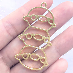 Kawaii Chicken Open Bezel Pendant | Cute Animal Deco Frame | UV Resin Jewellery Making (1 piece / Gold / 25mm x 49mm)
