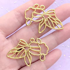 CLEARANCE Goldfish Open Bezel Pendant | Fish Charm | Kawaii Deco Frame for UV Resin Filling | Resin Jewelry Supplies (2 pcs / Gold / 26mm x 40mm)