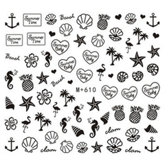 Hawaii Beach Day Decal Sheet | Seahorse Starfish Seashell Pineapple Hibiscus Water Transfer Sticker | Summer Nail Decoration
