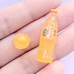 CLEARANCE Dollhouse Miniature Orange Soda in 1:6 Scale | 3D Doll House Soft Drink Bottle | Faux Food Jewelry DIY (2 pcs / Orange / 10mm x 33mm)