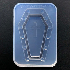 Coffin with Cross Shaker Charm Silicone Mold | Gothic Jewellery DIY | Halloween Resin Accessory Making (51mm x 79mm)